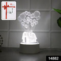 3d Illusion Led Night Lamp With House And Balloons Design